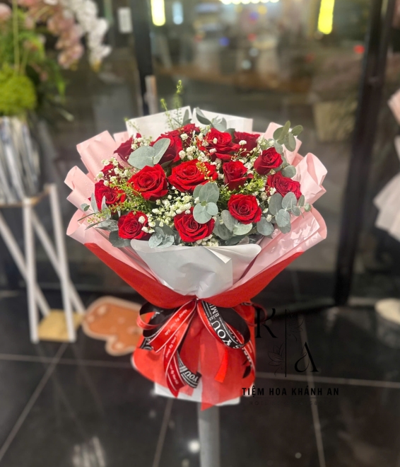 Bó hoa chúc mừng hồng đỏ