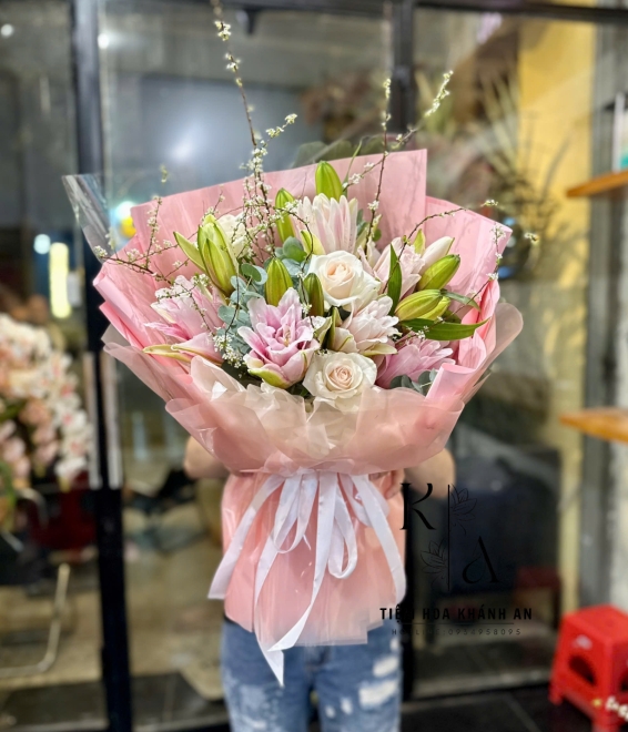 Bó hoa chúc mừng mix theo yêu cầu hot 