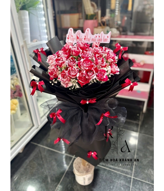 Bó Hoa tone đỏ làm theo yêu cầu-Giao Hoa Tươi tại biên hòa