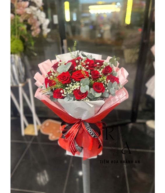 Bó hoa chúc mừng hồng đỏ