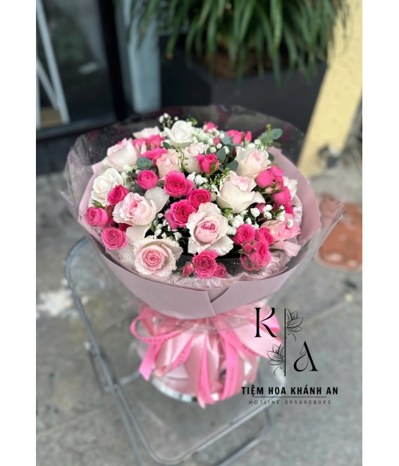 Bó hoa chúc mừng mix màu đẹp tại biên hòa