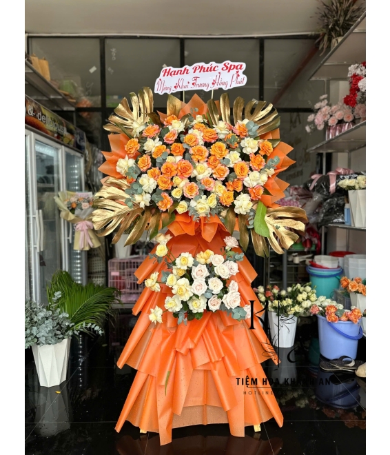 Kệ hoa khai trương mix màu cam cao cấp 