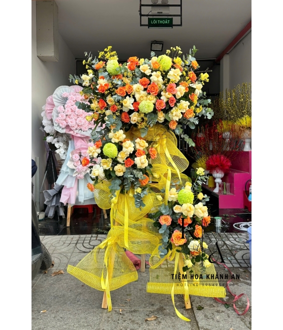 Kệ hoa khai trương mix màu vàng cao cấp 