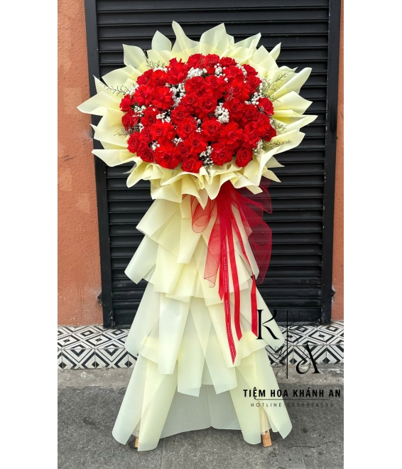 Kệ hoa khai trương mix màu vàng đỏ